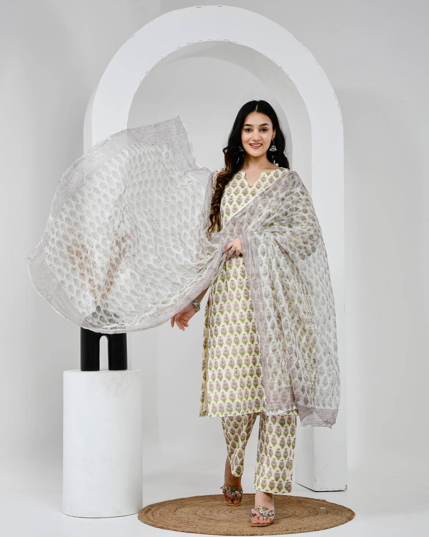 Printed Cotton Suit Set with Dupatta