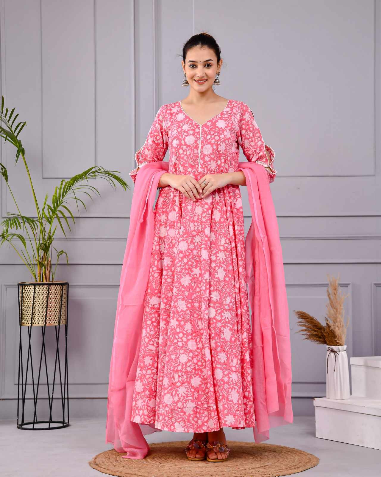 Roohani Pink Dress with Dupatta Set