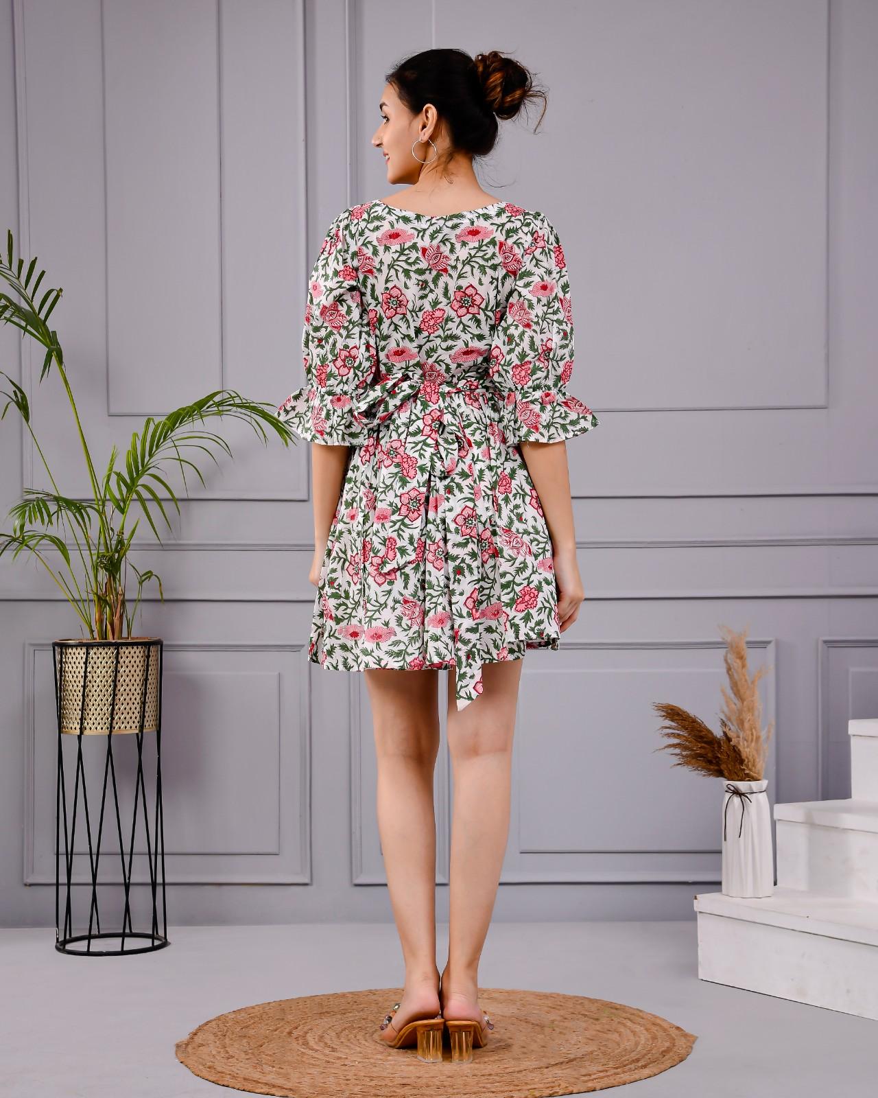 Printed Cotton Mini Dress