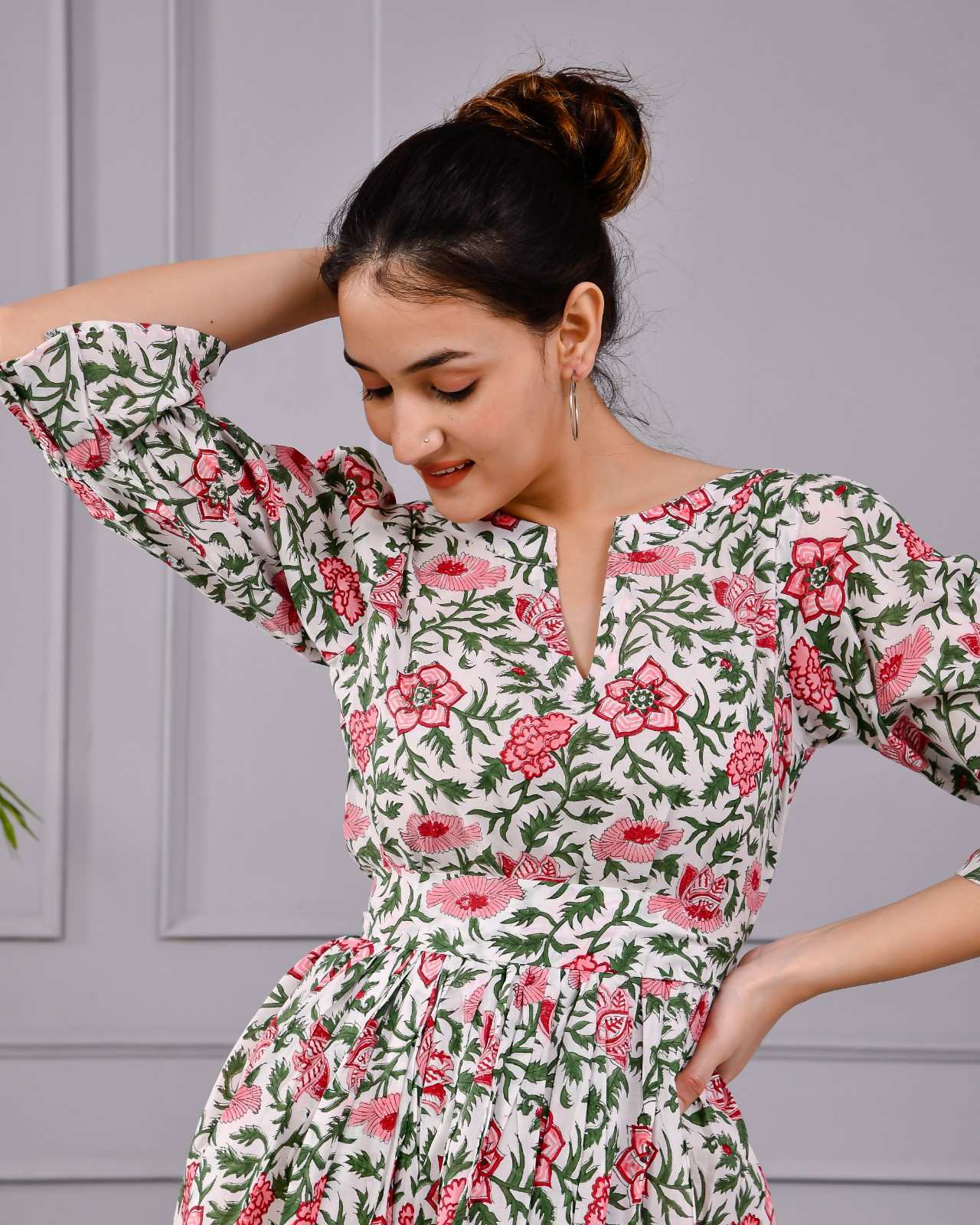 Printed Cotton Mini Dress