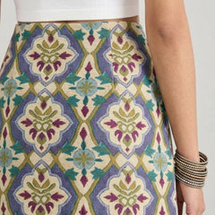 Multicolor Geometric Printed Wrap Skort