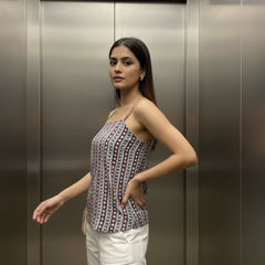 Multicolor Cotton Sleeveless Top