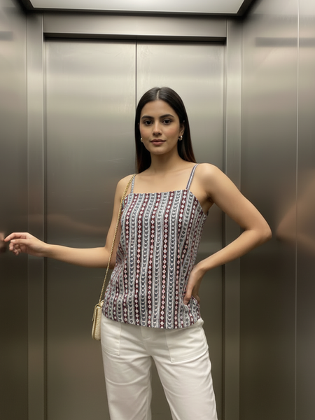 Multicolor Cotton Sleeveless Top