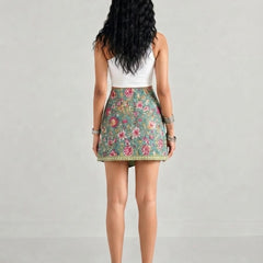 Floral Printed Wrap Skort