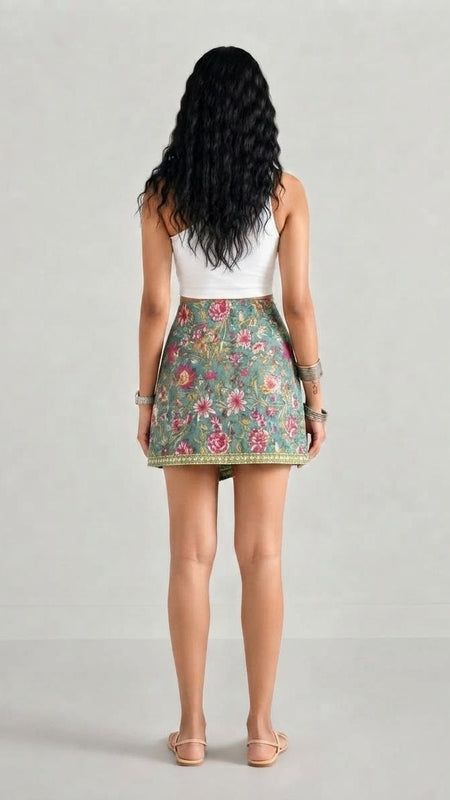 Floral Printed Wrap Skort