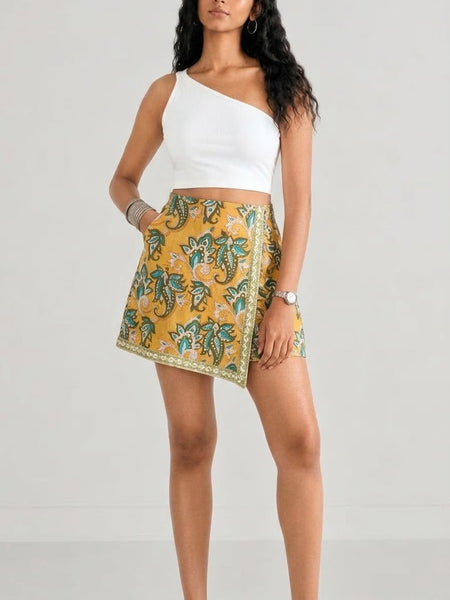 Mustard Yellow Paisley Printed Wrap
