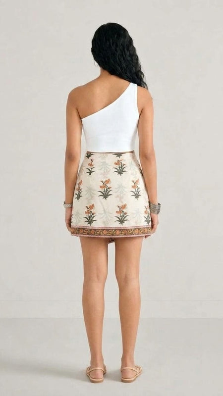 Botanical Printed Wrap Skort