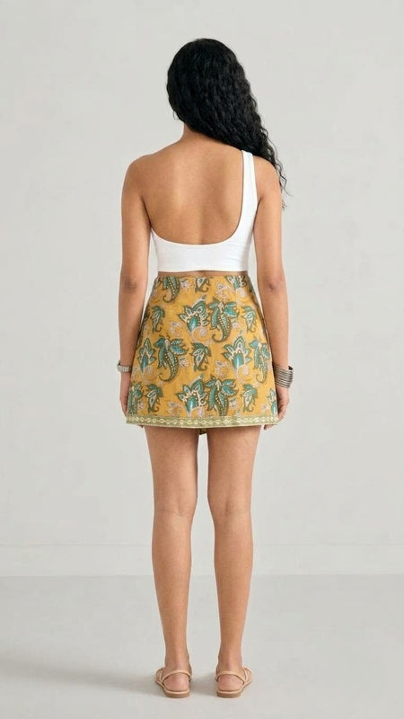 Mustard Yellow Paisley Printed Wrap