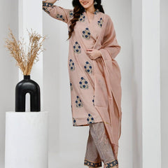 Chhaape Neela Coffee Cotton Suit Set with Chanderi Dupatta