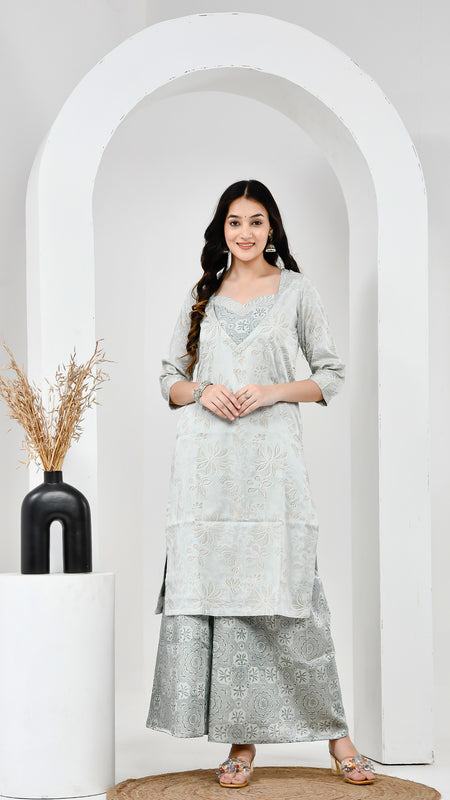 Cotton Kurta Set with Palazzo