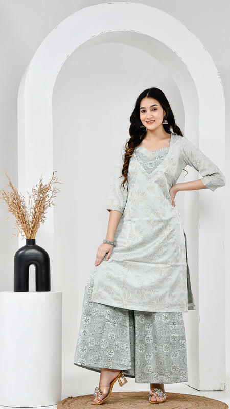 Cotton Kurta Set with Palazzo