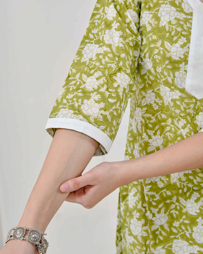 Noor Green & White Block Printed Cotton Co-ord Set