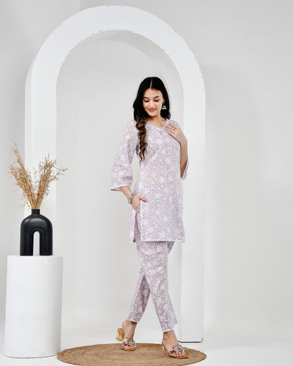 Tasha Printed Lilac Co-ord Set