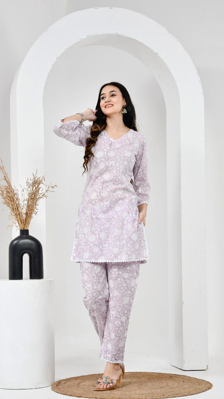 Tasha Printed Lilac Co-ord Set
