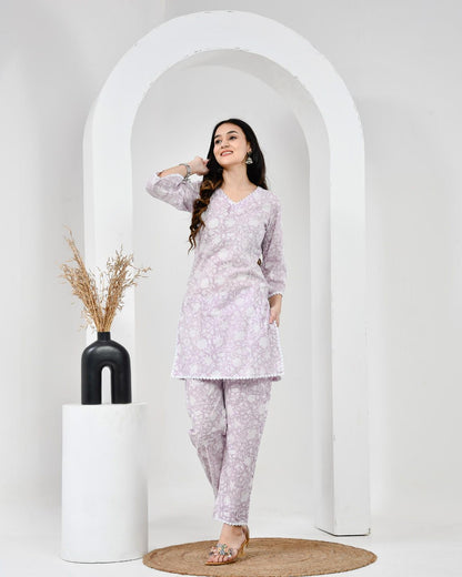 Tasha Printed Lilac Co-ord Set
