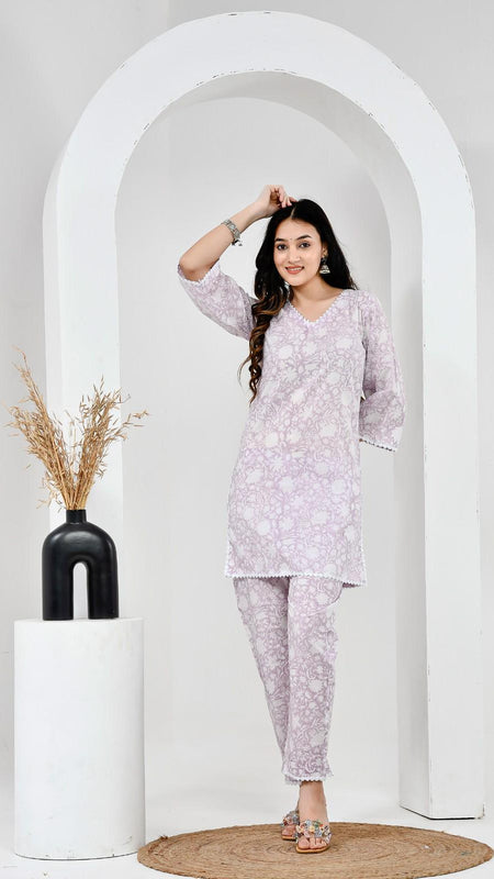 Tasha Printed Lilac Co-ord Set