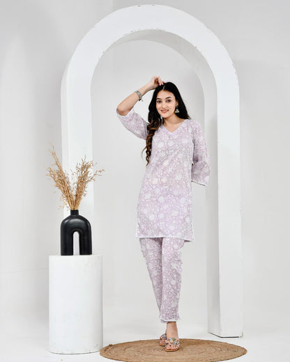 Tasha Printed Lilac Co-ord Set