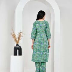 Neel Vanika Green Cotton Suit Set With Mulmul Dupatta