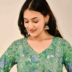 Neel Vanika Green Cotton Suit Set With Mulmul Dupatta