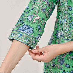 Neel Vanika Green Cotton Suit Set With Mulmul Dupatta