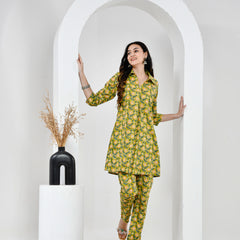 Yellow Floral Cotton Co-Ord Set