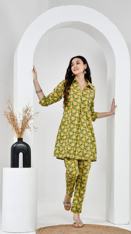 Yellow Floral Cotton Co-Ord Set