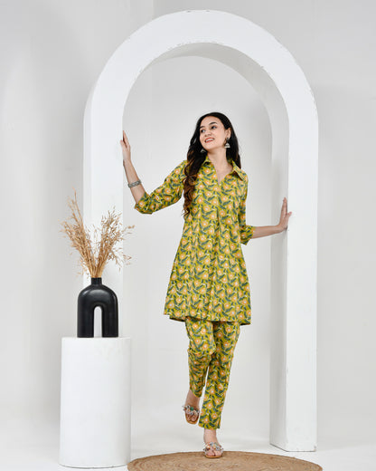 Yellow Floral Cotton Co-Ord Set