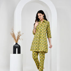 Yellow Floral Cotton Co-Ord Set