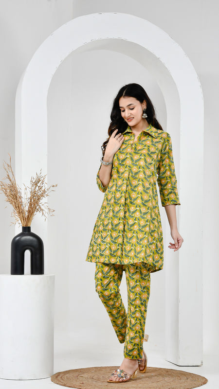 Yellow Floral Cotton Co-Ord Set