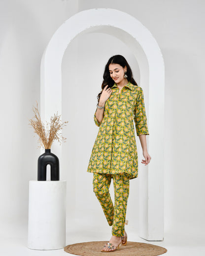 Yellow Floral Cotton Co-Ord Set