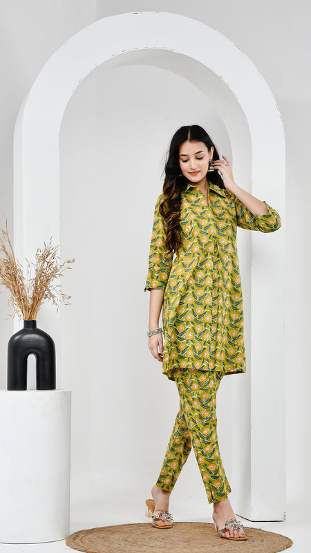 Yellow Floral Cotton Co-Ord Set