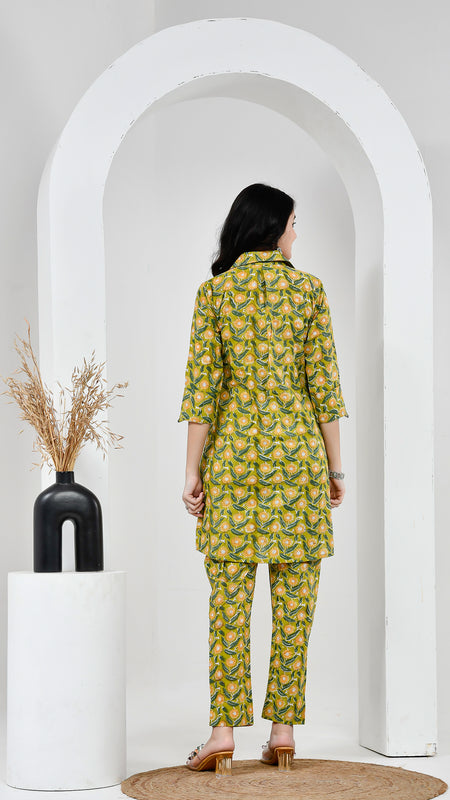 Yellow Floral Cotton Co-Ord Set
