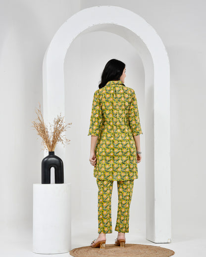 Yellow Floral Cotton Co-Ord Set