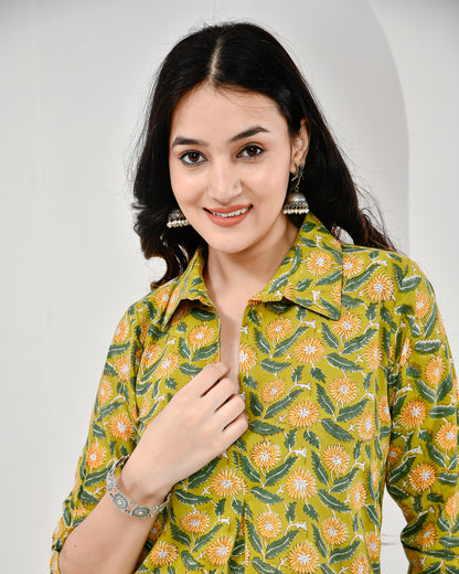 Yellow Floral Cotton Co-Ord Set