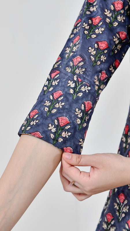 Midnight Garden Navy Blue Printed Cotton Co-ord Set