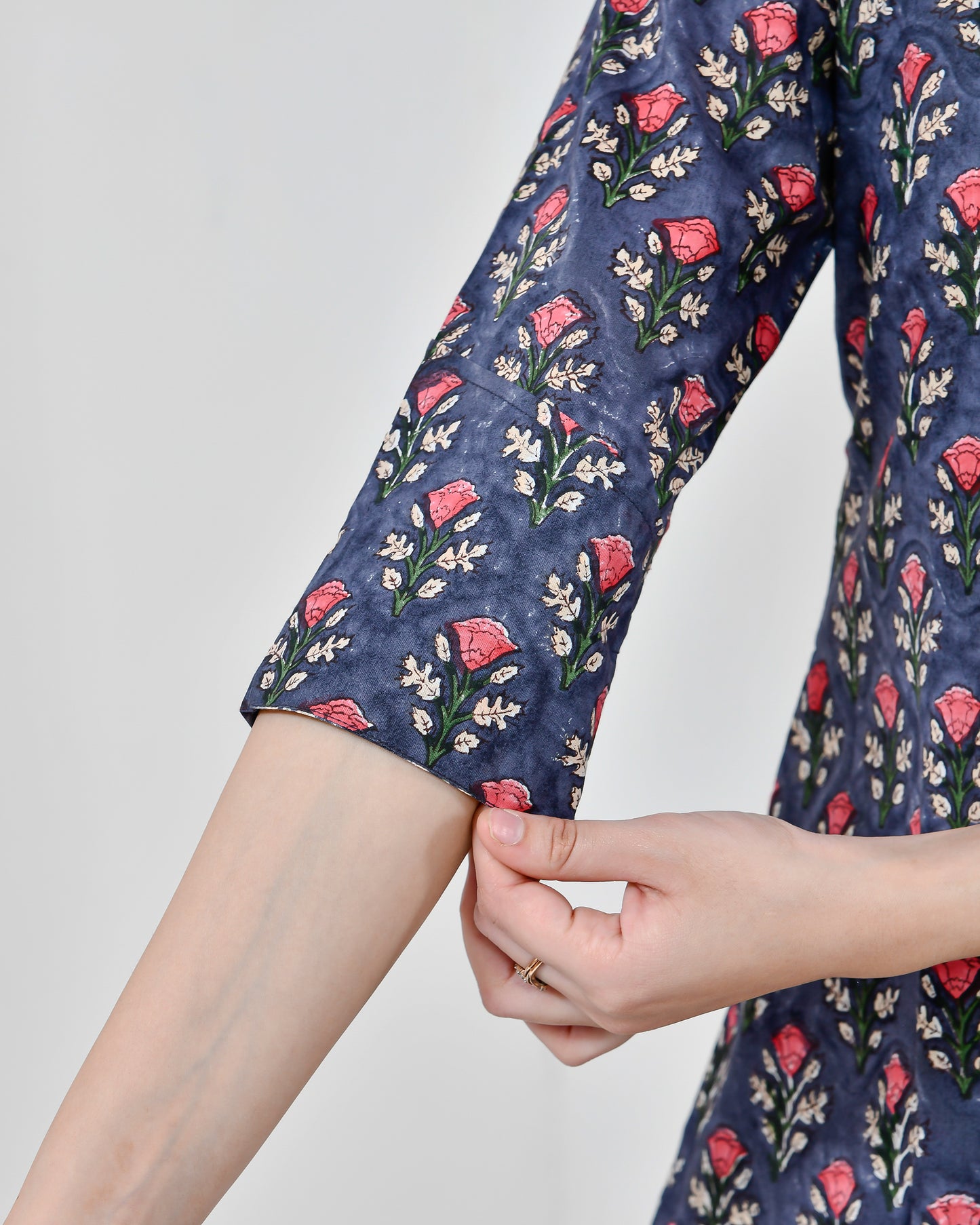 Midnight Garden Navy Blue Printed Cotton Cord Set