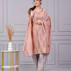 Zehra Zari Onion Cotton Suit Set with Chanderi Dupatta