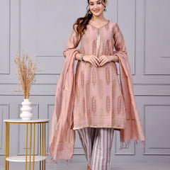 Zehra Zari Onion Cotton Suit Set with Chanderi Dupatta