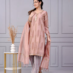 Zehra Zari Onion Cotton Suit Set with Chanderi Dupatta