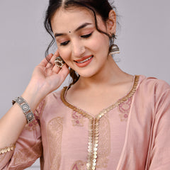 Zehra Zari Onion Cotton Suit Set with Chanderi Dupatta