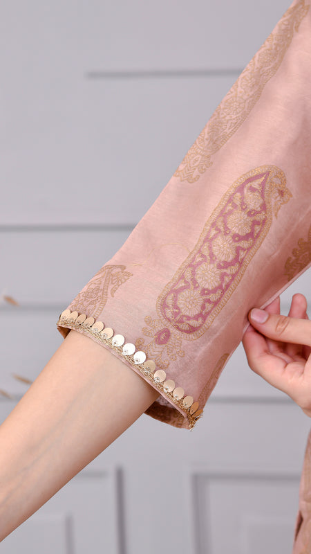 Zehra Zari Onion Cotton Suit Set with Chanderi Dupatta