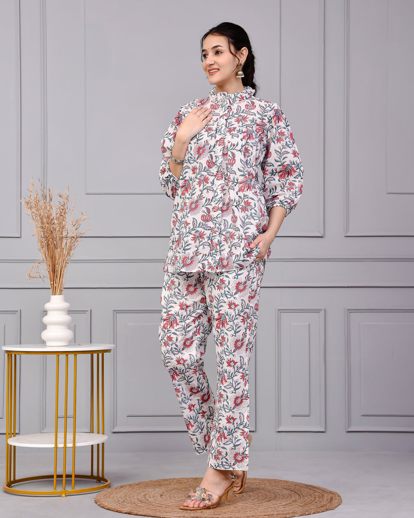 Morning Bloom Hand Print Cotton Cord Set