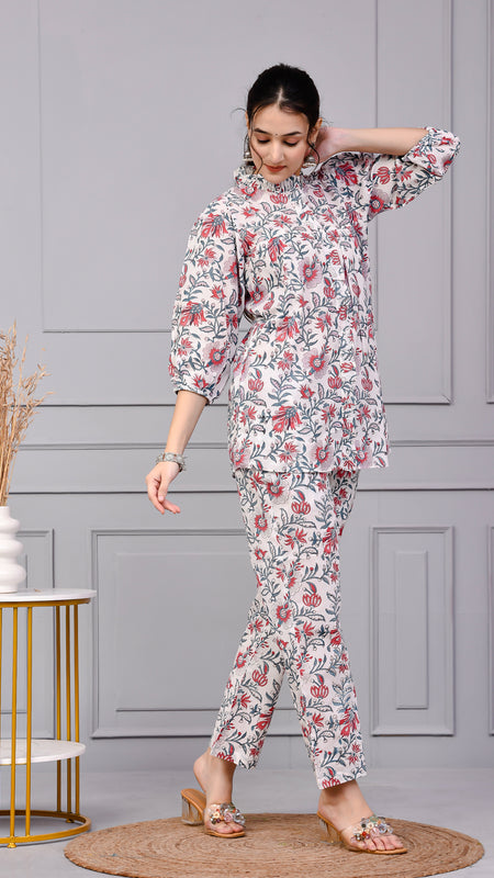 Morning Bloom Hand Print Cotton Co-ord Set