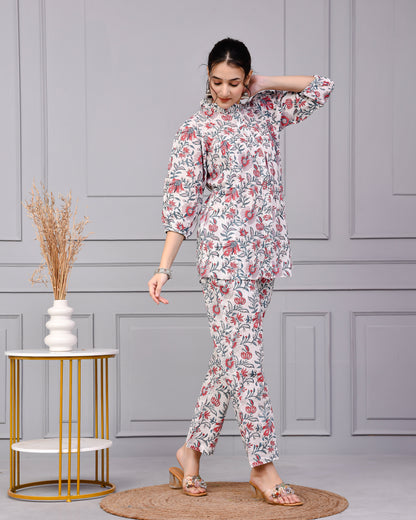Morning Bloom Hand Print Cotton Co-ord Set