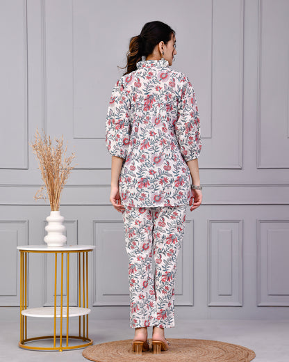 Morning Bloom Hand Print Cotton Co-ord Set