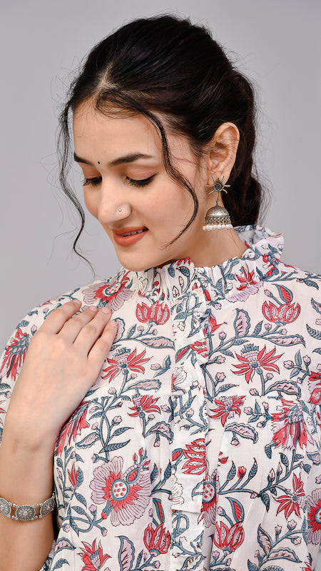 Morning Bloom Hand Print Cotton Co-ord Set