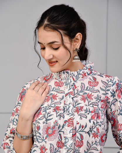 Morning Bloom Hand Print Cotton Co-ord Set