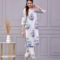 Kohinoor White Block Print Co-ord Set