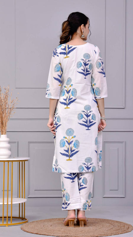 Kohinoor White Block Print Co-ord Set