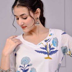 Kohinoor White Block Print Co-ord Set